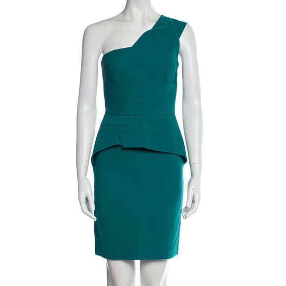 REVOLVE DRESS Roland Mouret One Shoulder Sheath Mini Dress Blue/Teal SZ SMALL - Picture 3 of 16